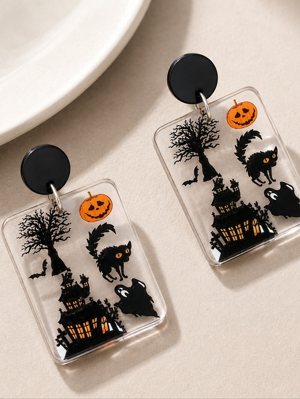 MODCLOTH EEK HALLOWEEN ACRYLIC EARRINGS - Picture 4 of 5